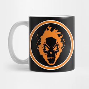 Evil Flaming Orange Skull Halloween icon Logo Mug